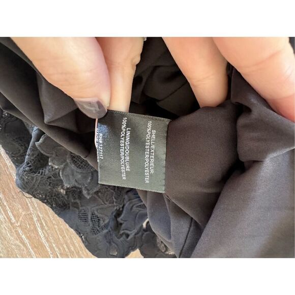 Badgley Mischka Black Lace Off The Shoulder Mini Dress Size 4 - Picture 10 of 10